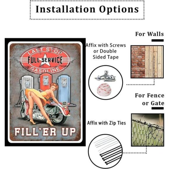 chancebreaks Wall Decor Last Stop Garage Pin Up Girl Biker